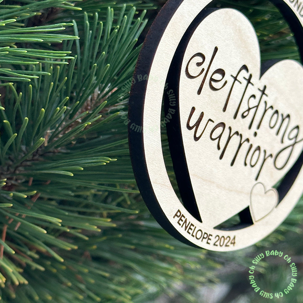 Cleftstrong Warrior Personalized Christmas Ornament Side View