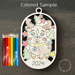 Color Me DIY Christmas Ornament Reindeer Colored Sample