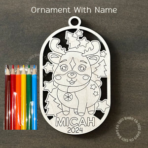 Color Me DIY Christmas Ornament Reindeer With Name