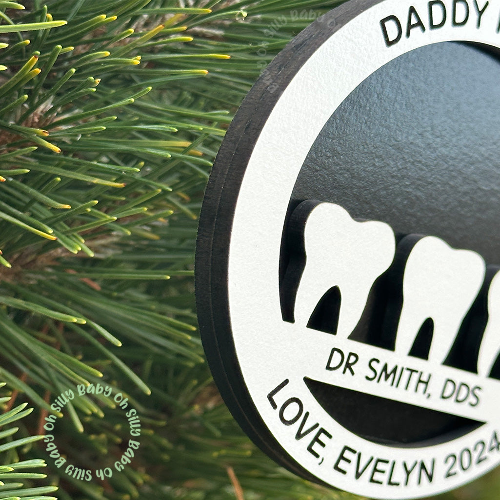 Dentist Personalized Christmas Ornament Side View