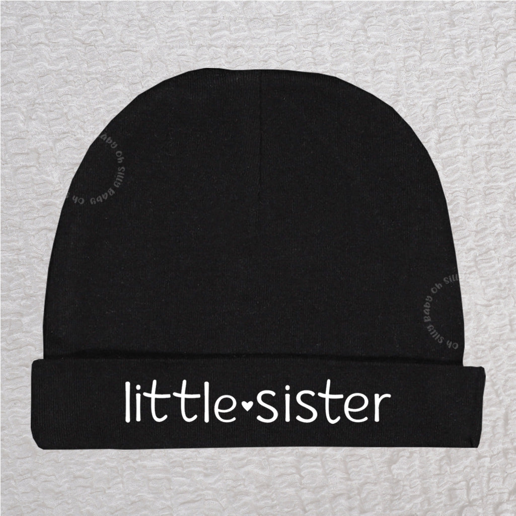 Little Sister Baby Beanie Hat Black