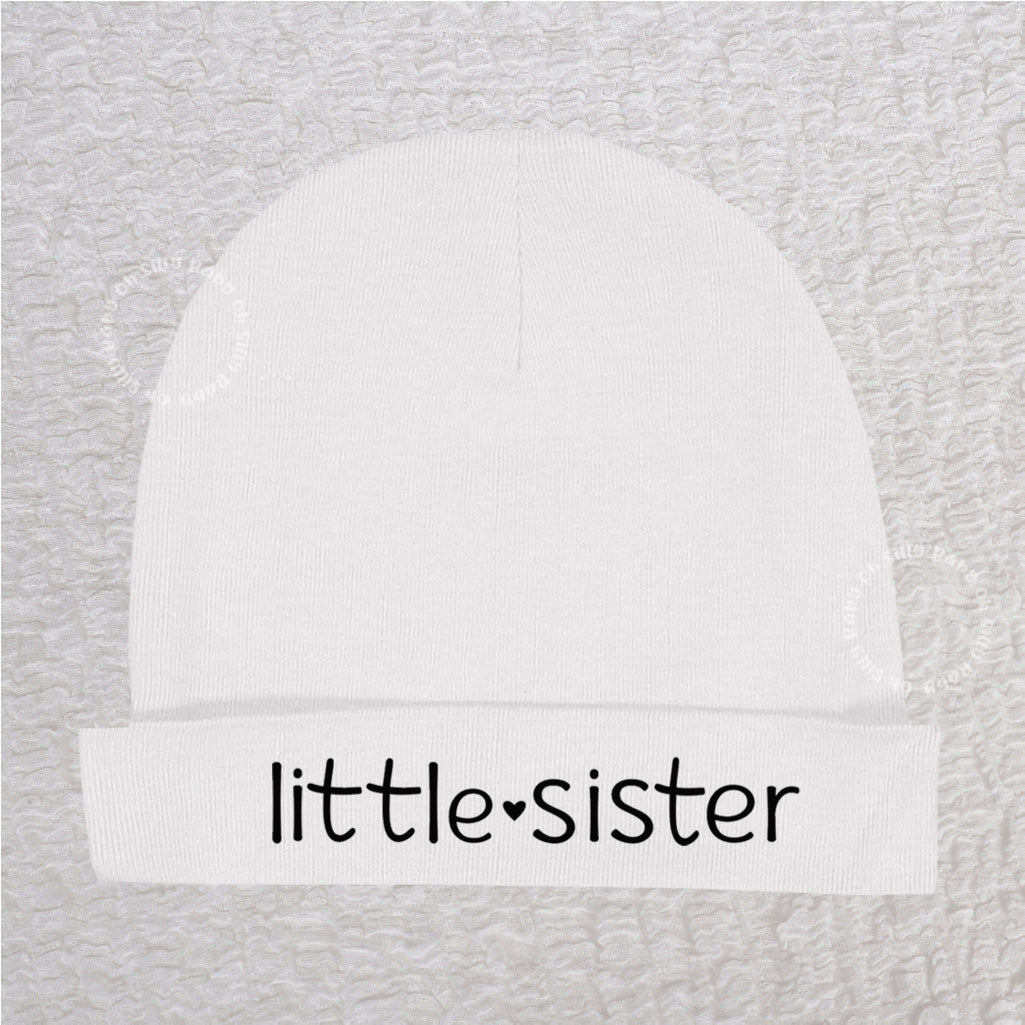 Little Sister Baby Beanie Hat White