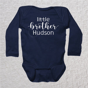 Little Brother Long Sleeve Navy Bodysuit