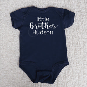 Little Brother Short Sleeve Navy Bodysuit