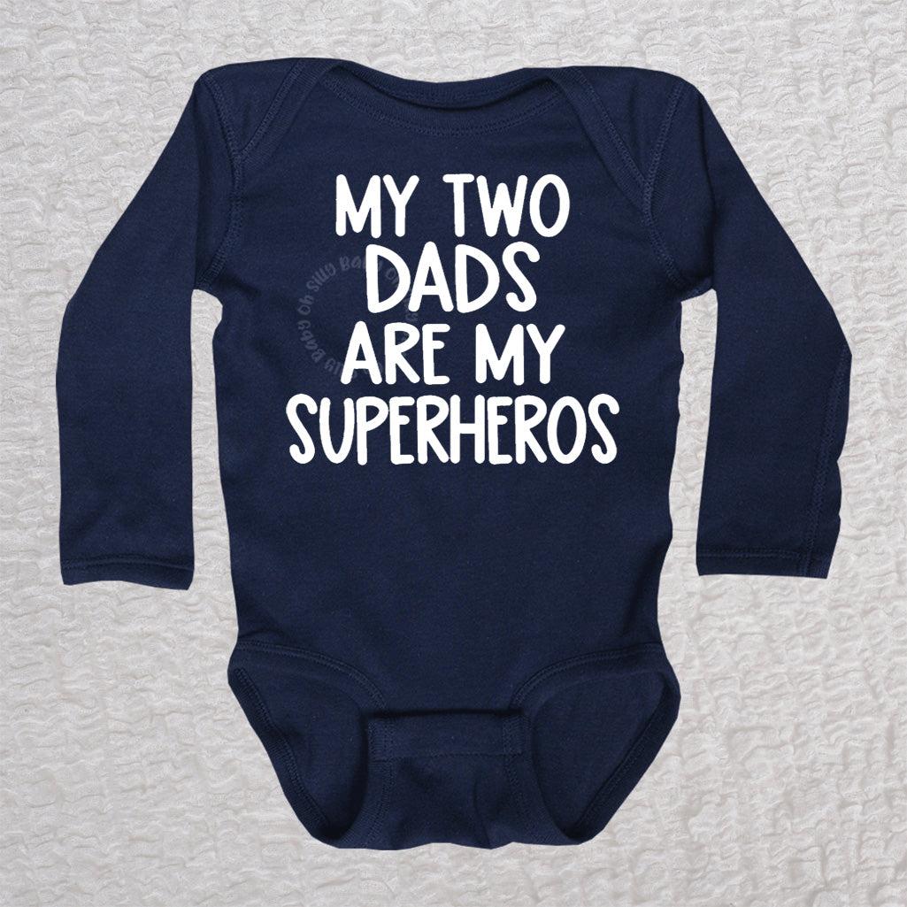 My Two Dads Long Sleeve Navy Bodysuit