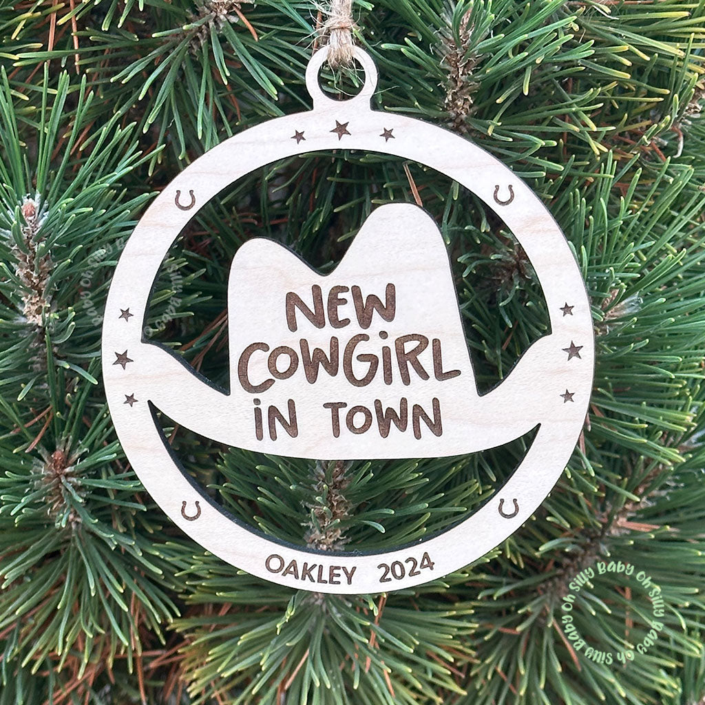 New Cowgirl in Town Personalized Ornament