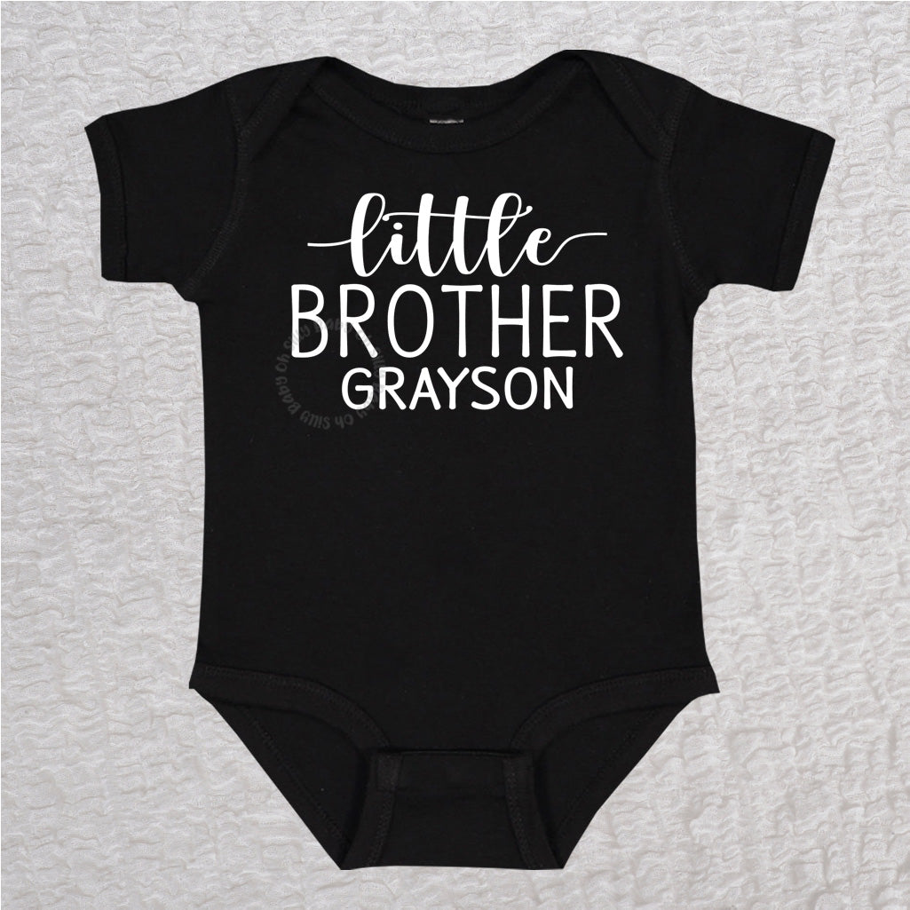 Personalized Little Brother Short Sleeve Black Bodysuit