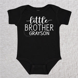 Personalized Little Brother Short Sleeve Black Bodysuit