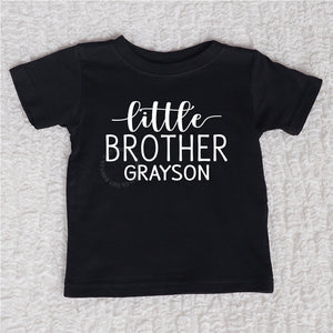 Personalized Little Brother Short Sleeve Black Shirt