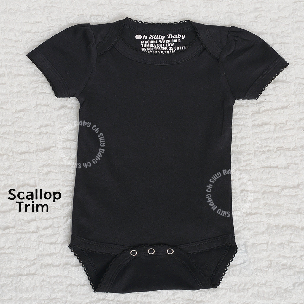 Scallop Trim Black Bodysuit