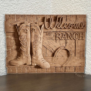 Welcome To The Ranch 3D Illusion Wood Sign