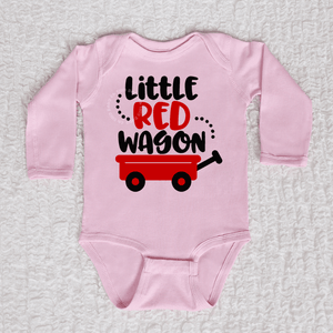 Little Red Wagon Long Sleeve Pink Bodysuit