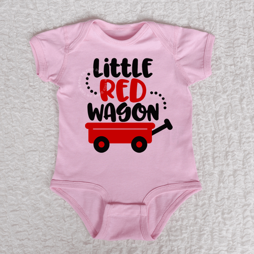 Little Red Wagon Short Sleeve Pink Bodysuit