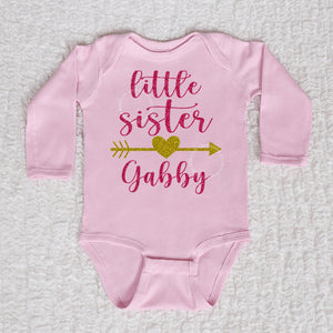 Little Sister Long Sleeve Pink Bodysuit